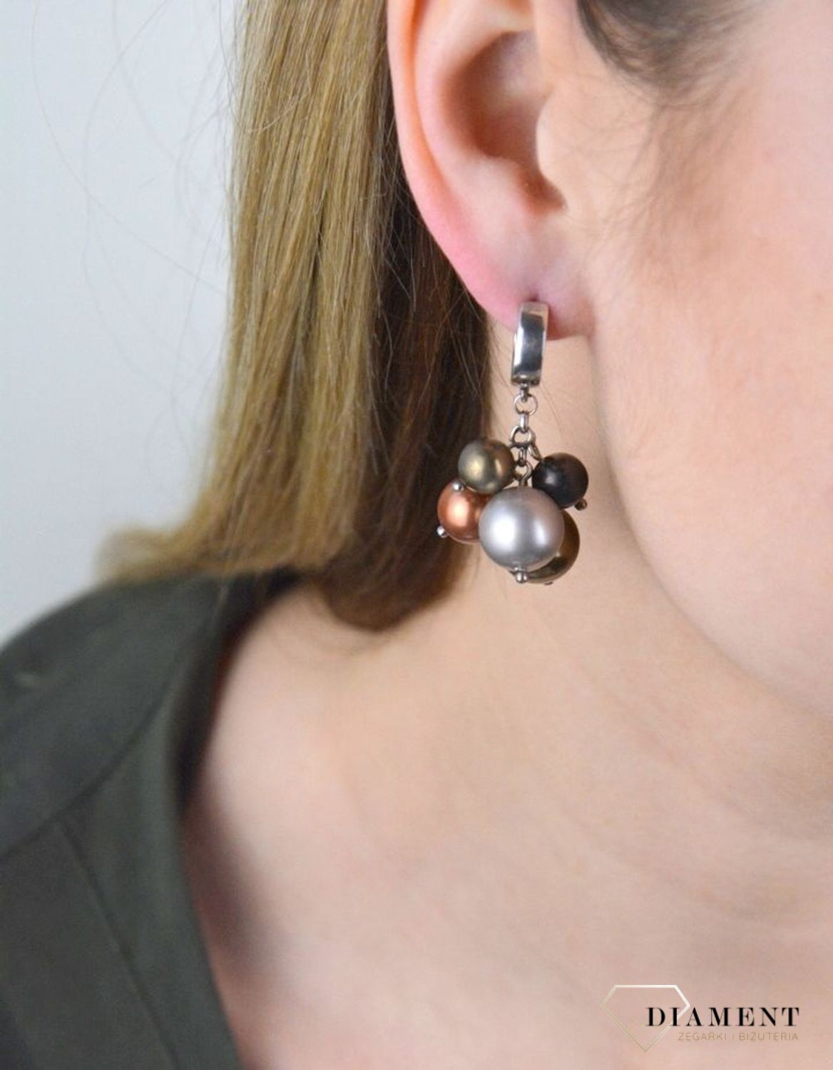 Kolczyki wiszące srebrne kolorowe perły Swarovski Elements KWM 5810 Swarovski JESIEŃ.jpg